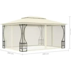 vidaXL - Tuinpaviljoen - Crème - Stof