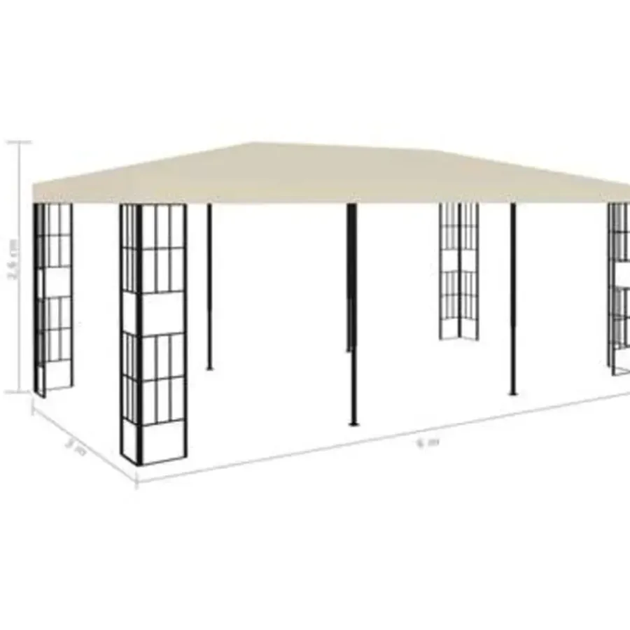 Terrasoverkappingen-vidaXL - Tuinpaviljoen - Crème - Stof - 3 x 6 m