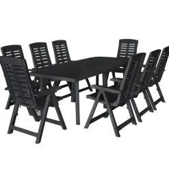 vidaXL - Tuinset - Antraciet - Kunststof - 9 stuks