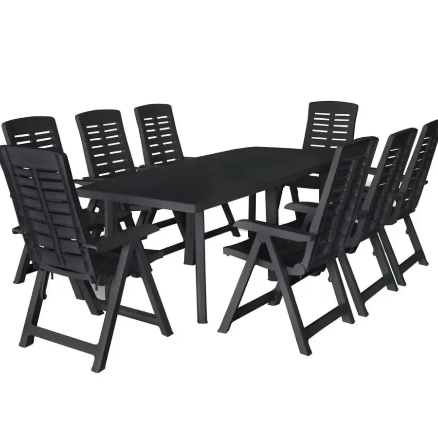 vidaXL - Tuinset - Antraciet - Kunststof - 9 stuks