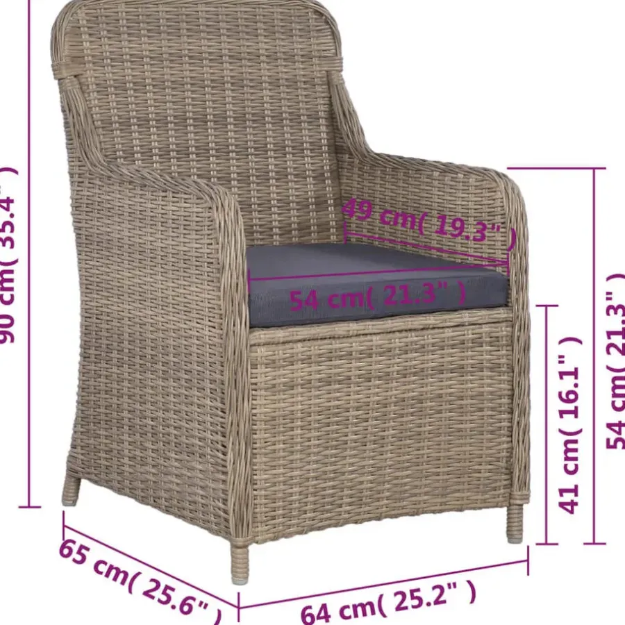 vidaXL - Tuinset - Bruin - Poly rattan