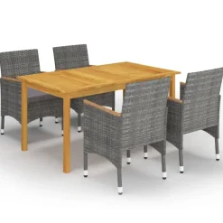 vidaXL - Tuinset - Grijs - Acaciahout - 5 stuks