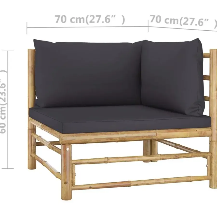 vidaXL - Tuinset - Grijs - Bamboe - 2 stuks - Met kussens