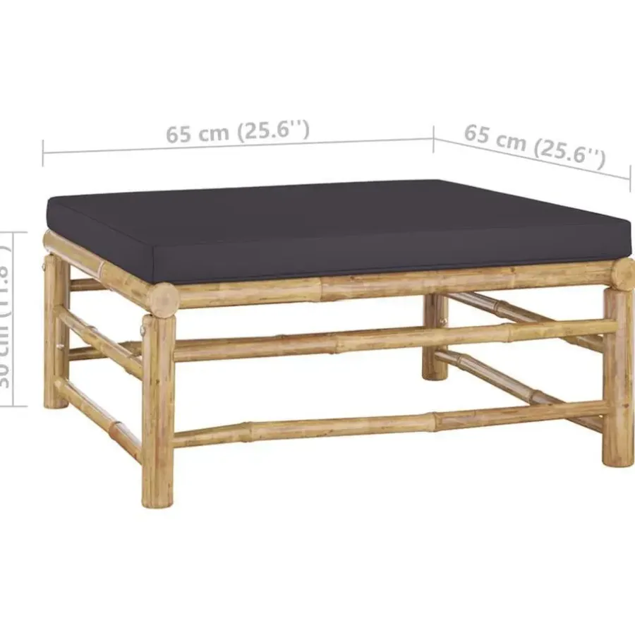 vidaXL - Tuinset - Grijs - Bamboe - 3 stuks - Met kussens