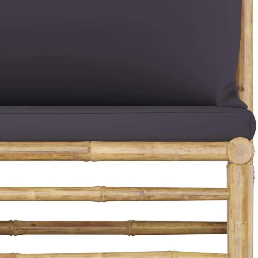 vidaXL - Tuinset - Grijs - Bamboe - 3 stuks - Met kussens