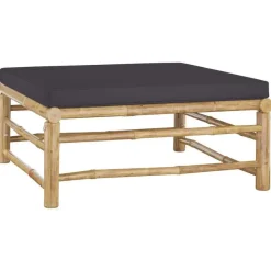 vidaXL - Tuinset - Grijs - Bamboe - 3 stuks - Met kussens