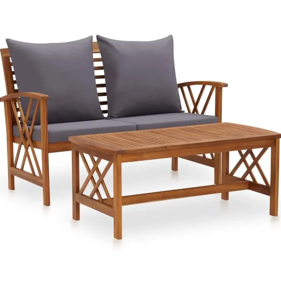 Tuinbanken-vidaXL - Tuinset - Grijs - Hout
