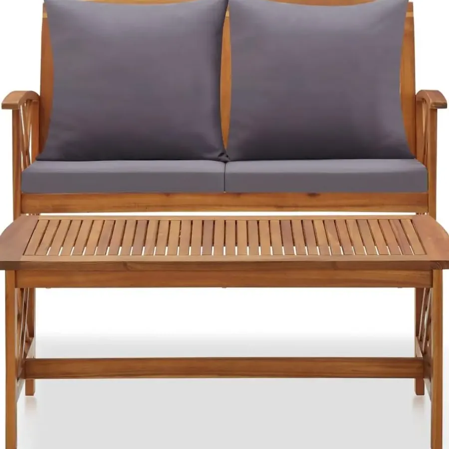 Tuinbanken-vidaXL - Tuinset - Grijs - Hout