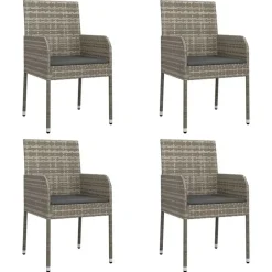 Tuinsets-vidaXL - Tuinset - Grijs - Poly rattan - 150 cm - 5 stuks - Met kussens