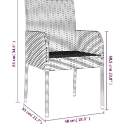 Tuinsets-vidaXL - Tuinset - Grijs - Poly rattan - 150 cm - 5 stuks - Met kussens