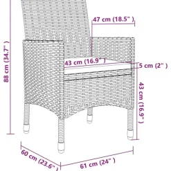 Bistro- & Balkonsets-vidaXL - Tuinset - Grijs - Poly rattan - 3 stuks - Met kussens