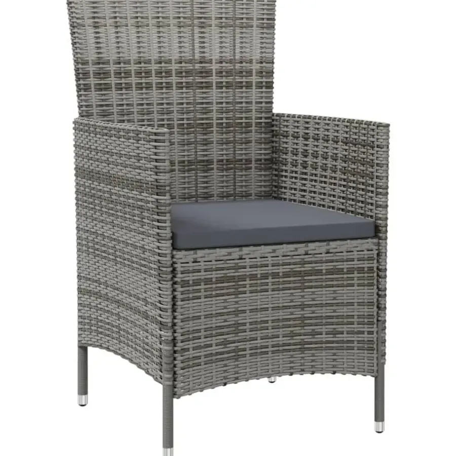 Bistro- & Balkonsets-vidaXL - Tuinset - Grijs - Poly rattan - 3 stuks - Met kussens