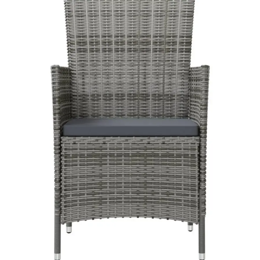 Bistro- & Balkonsets-vidaXL - Tuinset - Grijs - Poly rattan - 3 stuks - Met kussens
