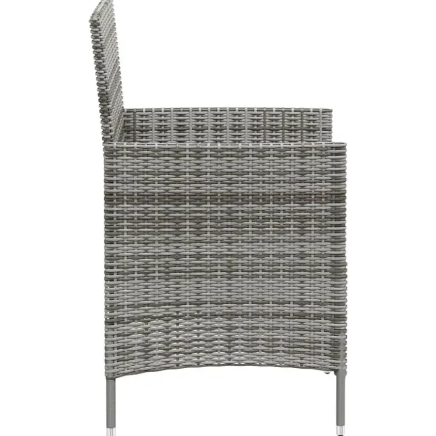 Bistro- & Balkonsets-vidaXL - Tuinset - Grijs - Poly rattan - 3 stuks - Met kussens