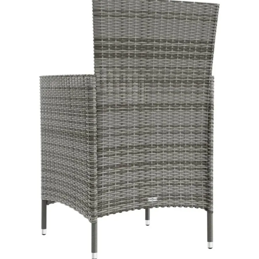 Bistro- & Balkonsets-vidaXL - Tuinset - Grijs - Poly rattan - 3 stuks - Met kussens