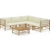 Loungesets-vidaXL - Tuinset - Wit - Bamboe - 6 stuks Met kussens
