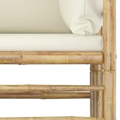 Loungesets-vidaXL - Tuinset - Wit - Bamboe - 6 stuks Met kussens