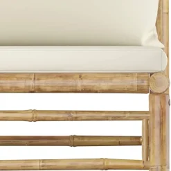 vidaXL - Tuinset - Wit - Bamboe - 3 stuks - Met kussens