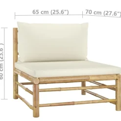 vidaXL - Tuinset - Wit - Bamboe - 3 stuks - Met kussens
