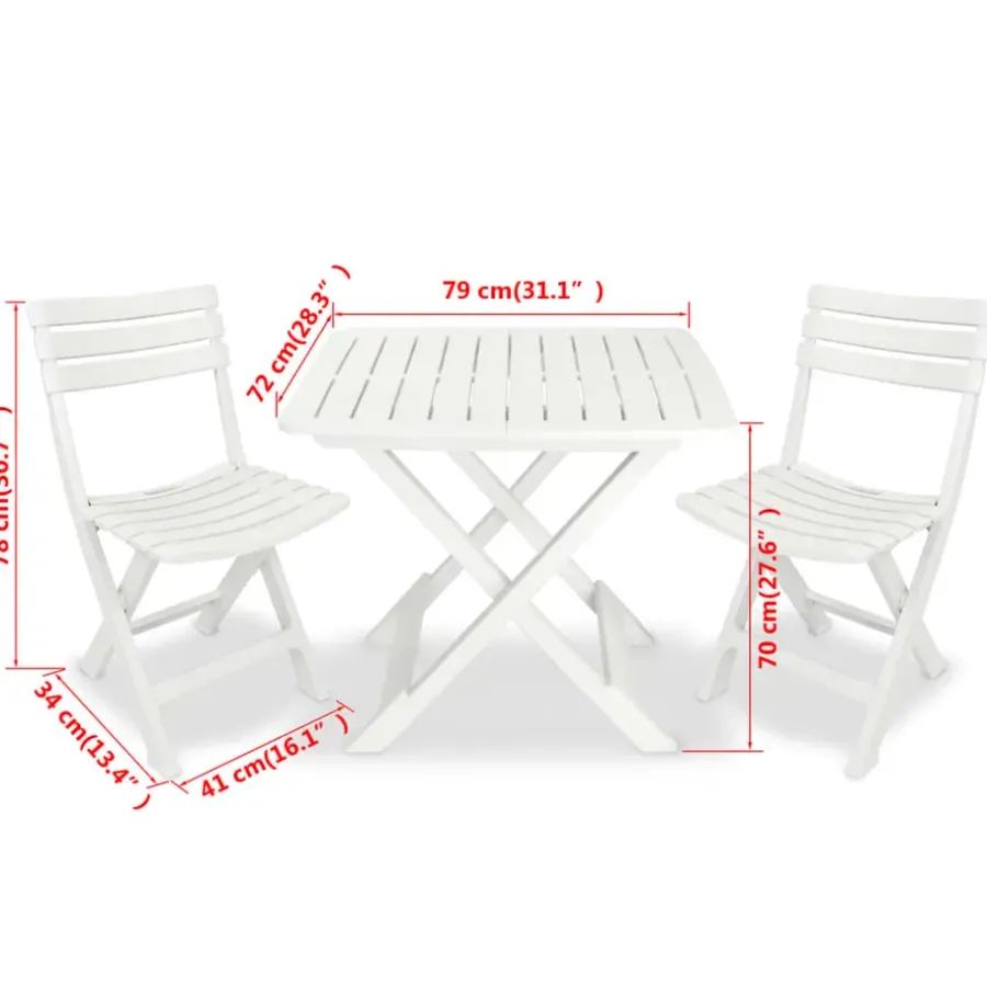 Bistro- & Balkonsets-vidaXL - Tuinset - Wit - Kunststof