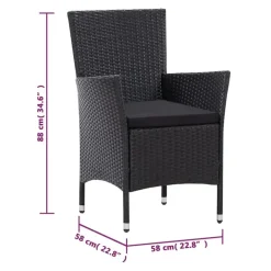 vidaXL - Tuinset - Zwart - Poly rattan - 190 cm tafellengte