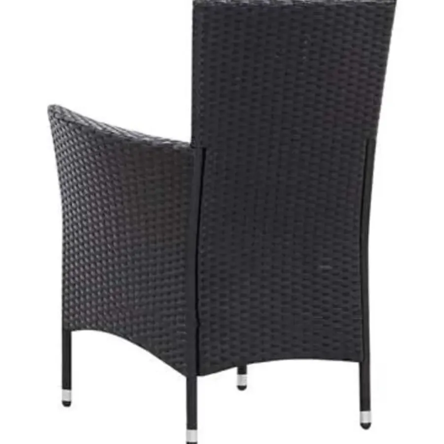 vidaXL - Tuinset - Zwart - Poly rattan - 190 cm tafellengte