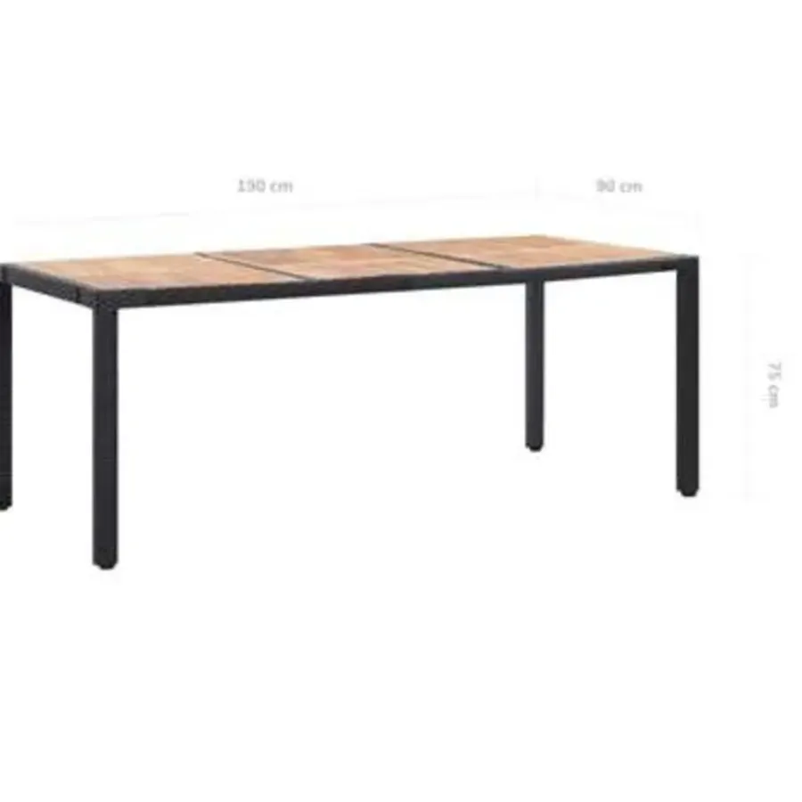vidaXL - Tuinset - Zwart - Poly rattan - 190 cm tafellengte