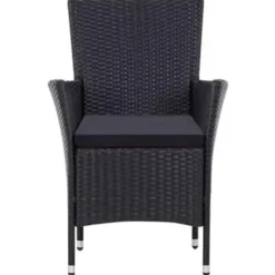 vidaXL - Tuinset - Zwart - Poly rattan - 190 cm tafellengte