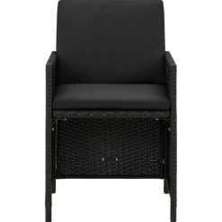 vidaXL - Tuinset - Zwart - Poly rattan - 5 stuks - Met kussens