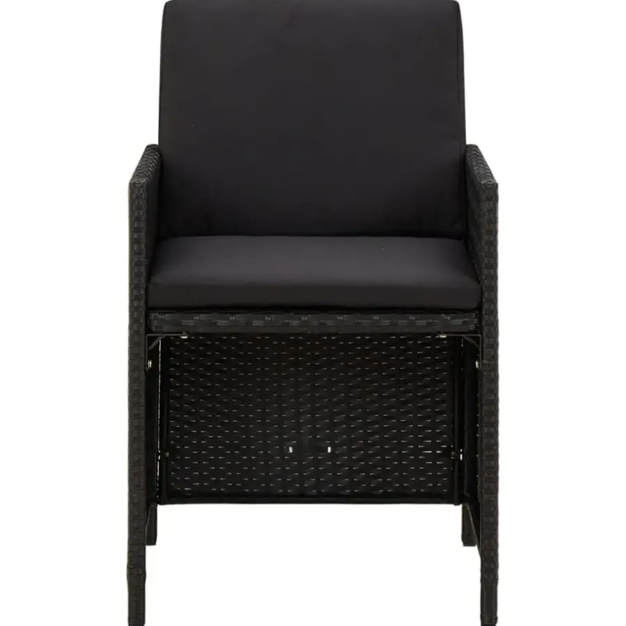 vidaXL - Tuinset - Zwart - Poly rattan - 5 stuks - Met kussens