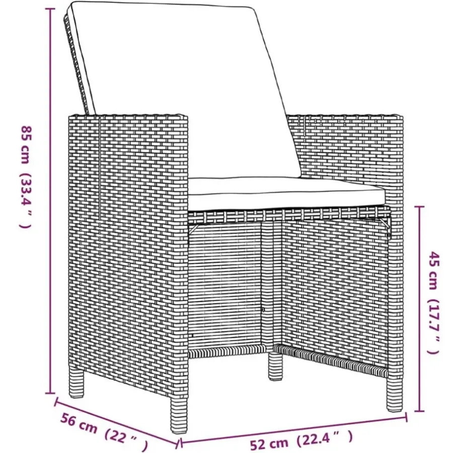 vidaXL - Tuinset - Zwart - Poly rattan - 5 stuks - Met kussens