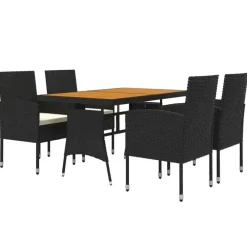 Tuinsets-vidaXL - Tuinset - Zwart - Poly rattan