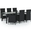 vidaXL - Tuinset - Zwart - Poly rattan - 7 stuks - Met kussens
