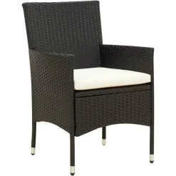 vidaXL - Tuinset - Zwart - Poly rattan - 7 stuks - Met kussens