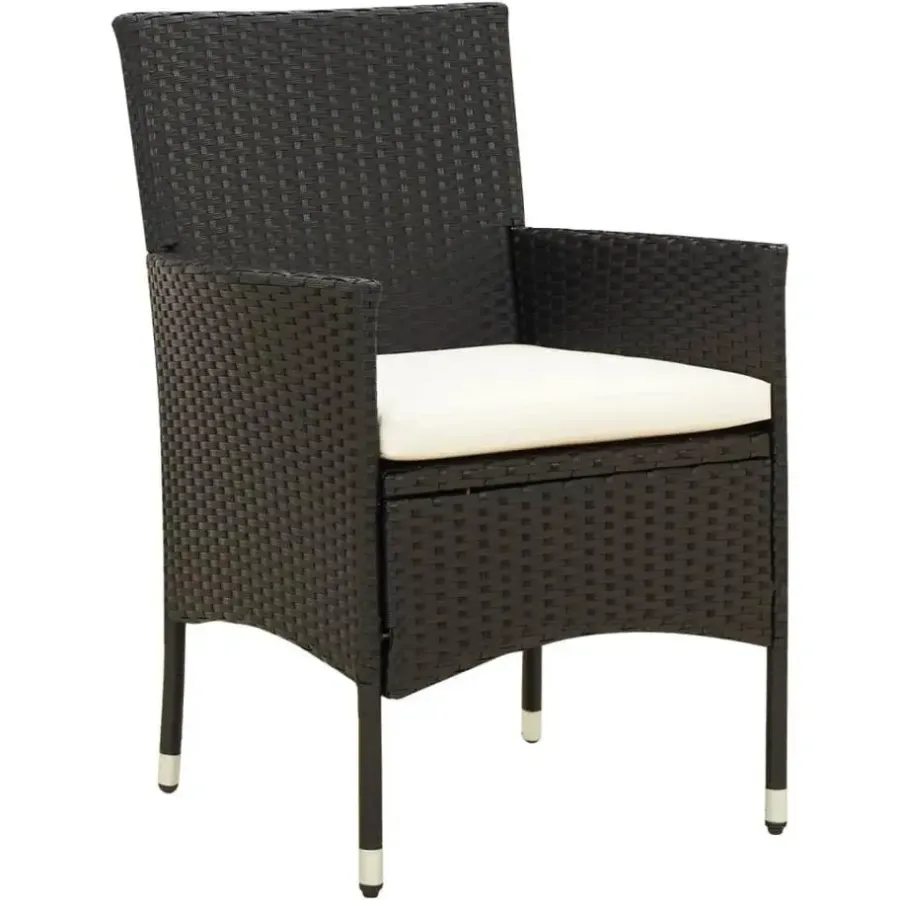 vidaXL - Tuinset - Zwart - Poly rattan - 7 stuks - Met kussens