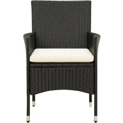 vidaXL - Tuinset - Zwart - Poly rattan - 7 stuks - Met kussens