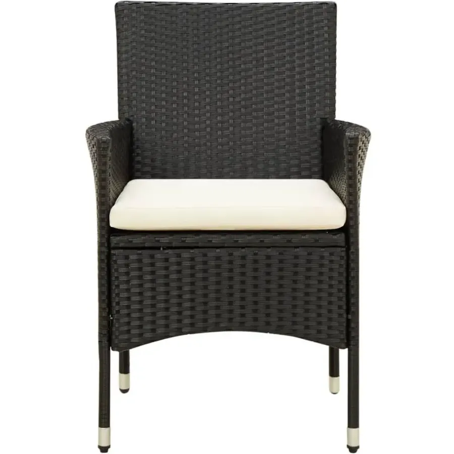 vidaXL - Tuinset - Zwart - Poly rattan - 7 stuks - Met kussens