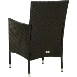 vidaXL - Tuinset - Zwart - Poly rattan - 7 stuks - Met kussens