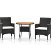 vidaXL - Tuinset - Zwart - Poly rattan - 3 stuks