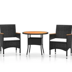 vidaXL - Tuinset - Zwart - Poly rattan - 3 stuks