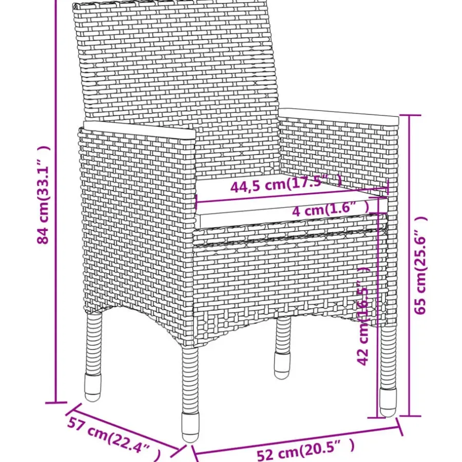 vidaXL - Tuinset - Zwart - Poly rattan - 3 stuks