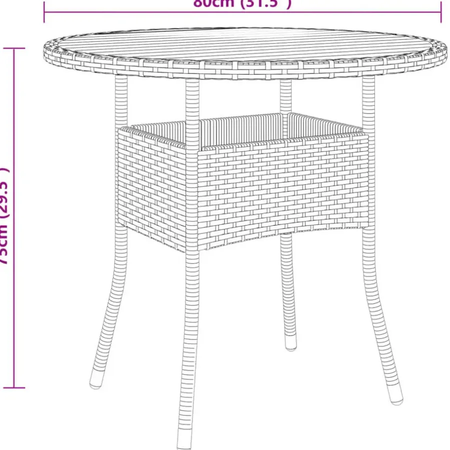 vidaXL - Tuinset - Zwart - Poly rattan - 3 stuks