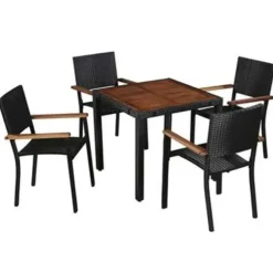 Tuinsets-vidaXL - Tuinset - Zwart - Poly rattan