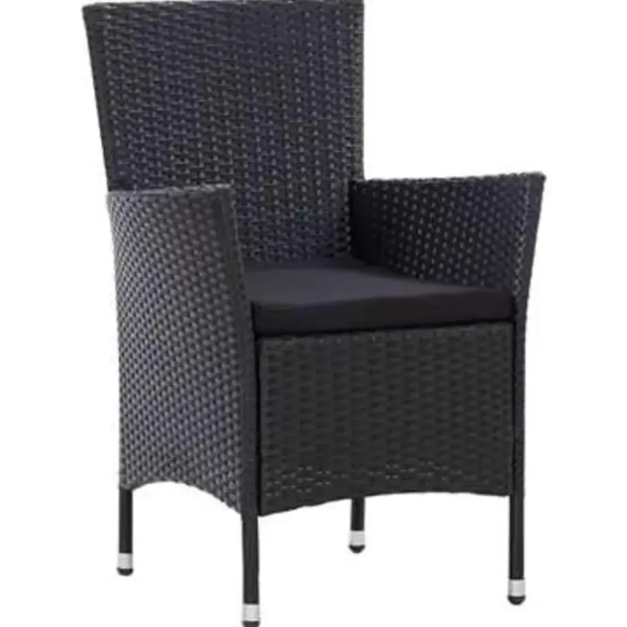 vidaXL - Tuinset - Zwart - Poly rattan - 150 cm tafellengte