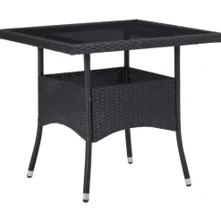 Bistro- & Balkonsets-vidaXL - Tuinset - Zwart - Poly rattan en glas - 3 stuks