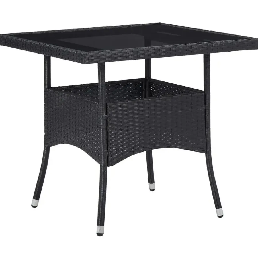 Bistro- & Balkonsets-vidaXL - Tuinset - Zwart - Poly rattan en glas - 3 stuks
