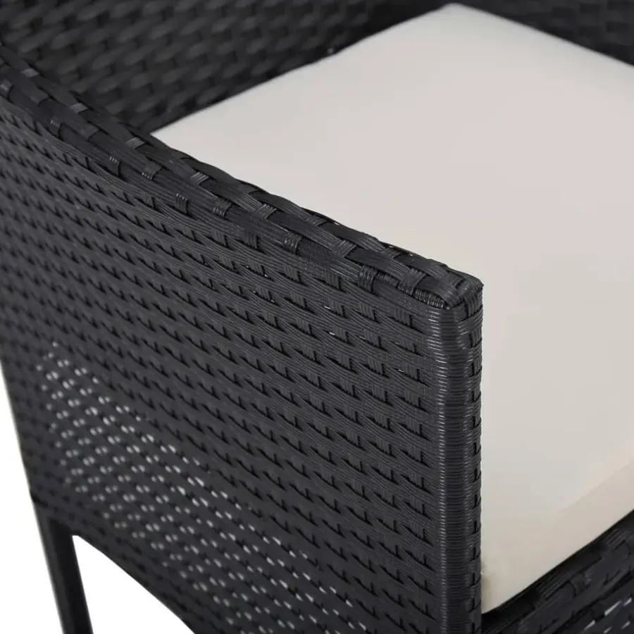 Bistro- & Balkonsets-vidaXL - Tuinset - Zwart - Poly rattan en glas - 3 stuks