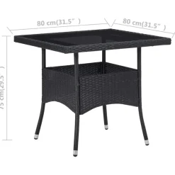 Bistro- & Balkonsets-vidaXL - Tuinset - Zwart - Poly rattan en glas - 3 stuks