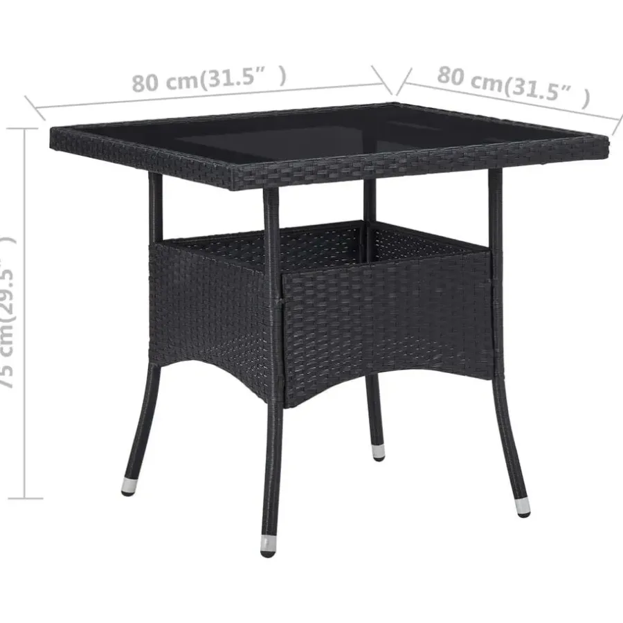 Bistro- & Balkonsets-vidaXL - Tuinset - Zwart - Poly rattan en glas - 3 stuks
