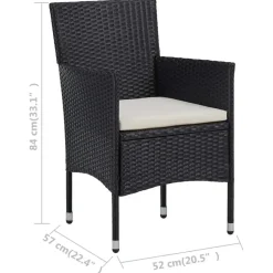 Bistro- & Balkonsets-vidaXL - Tuinset - Zwart - Poly rattan en glas - 3 stuks